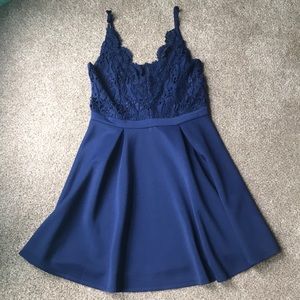 Blue Skater Dress w Lace